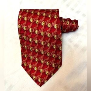 Innocenti Tom James Silk Tie Necktie Red Gold Mens Designer Business Career